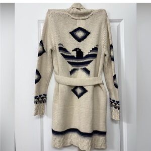 NWT Revolve Chaser Cream Cardigan Black  Blue Aztec design